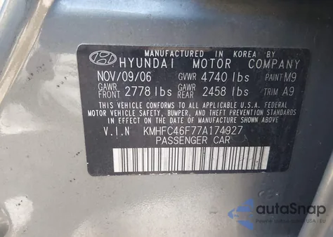 2007 Hyundai Azera Limited/Se from USA, damaged, VIN KMHFC46F77A174927